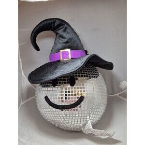 New Viral Halloween Disco Witch Smiley Face Decorative Pillow Bling Disco Ball